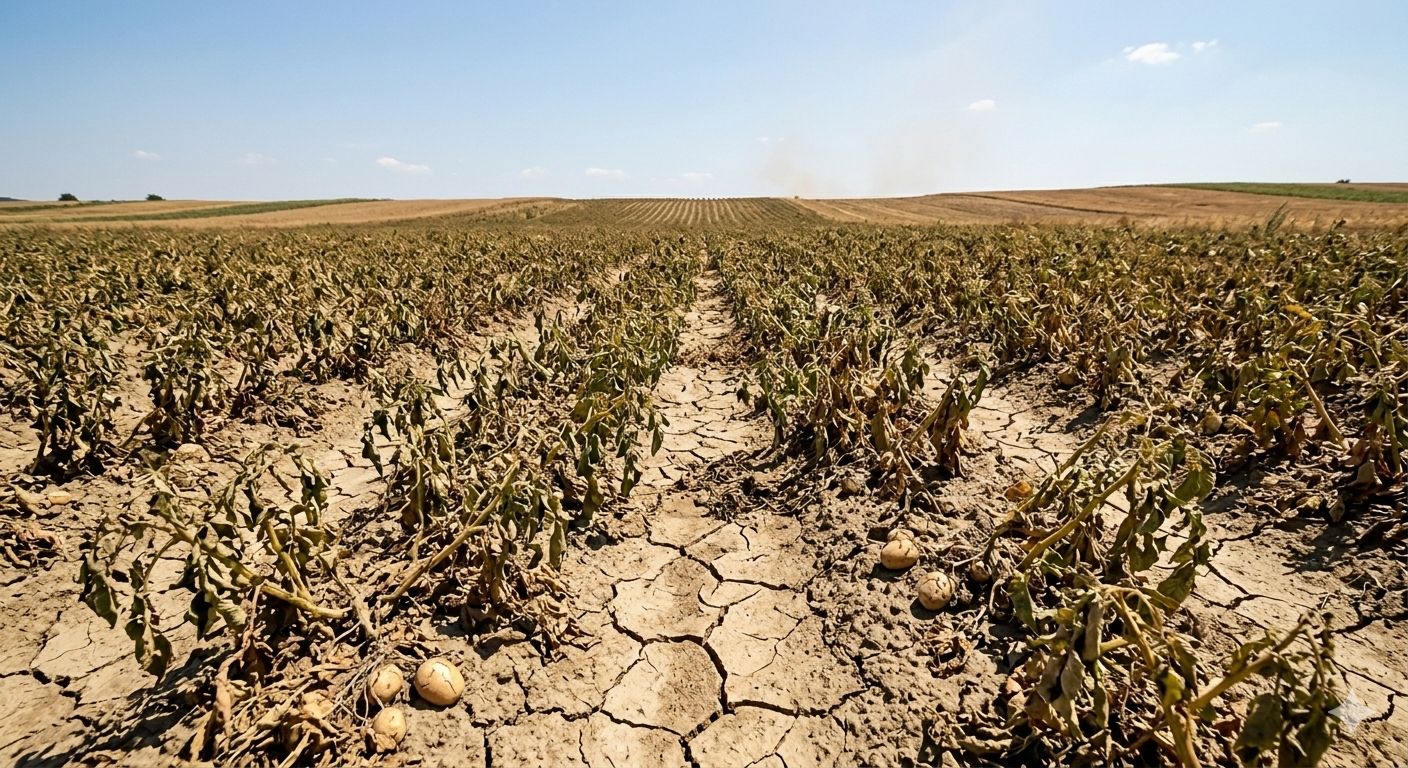 Izgled polja krumpira kod ekstremne suše i visoke temperature