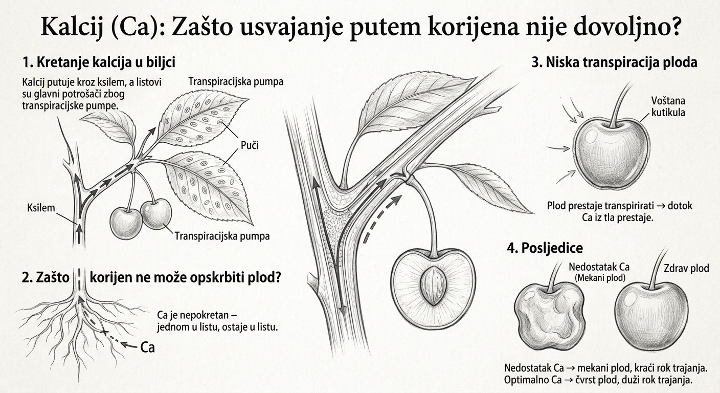 Kako plod trešnje usvaja kalcij iz tla